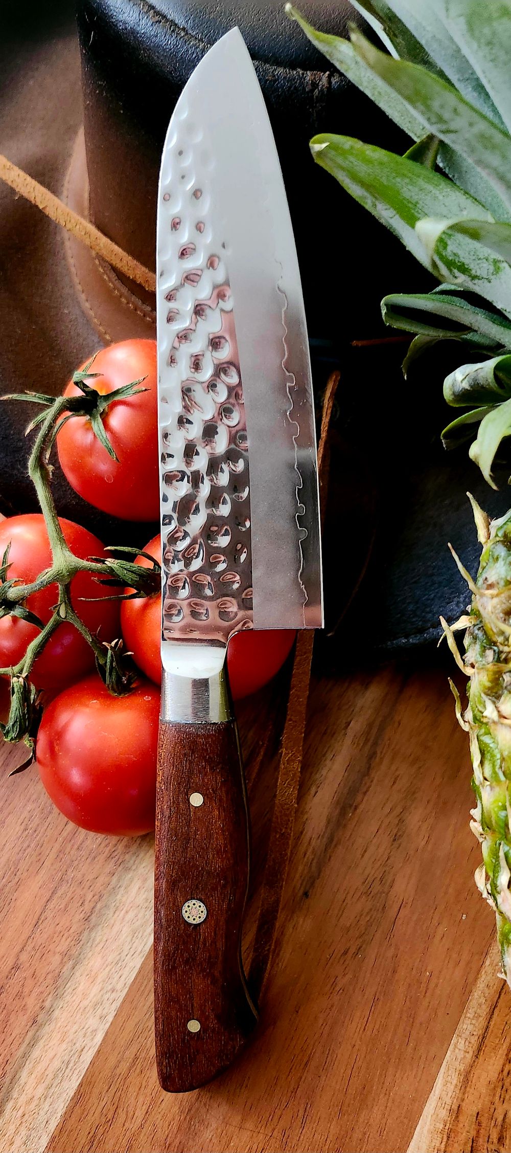 Santoku Knife with Pommele Sapele Handles 