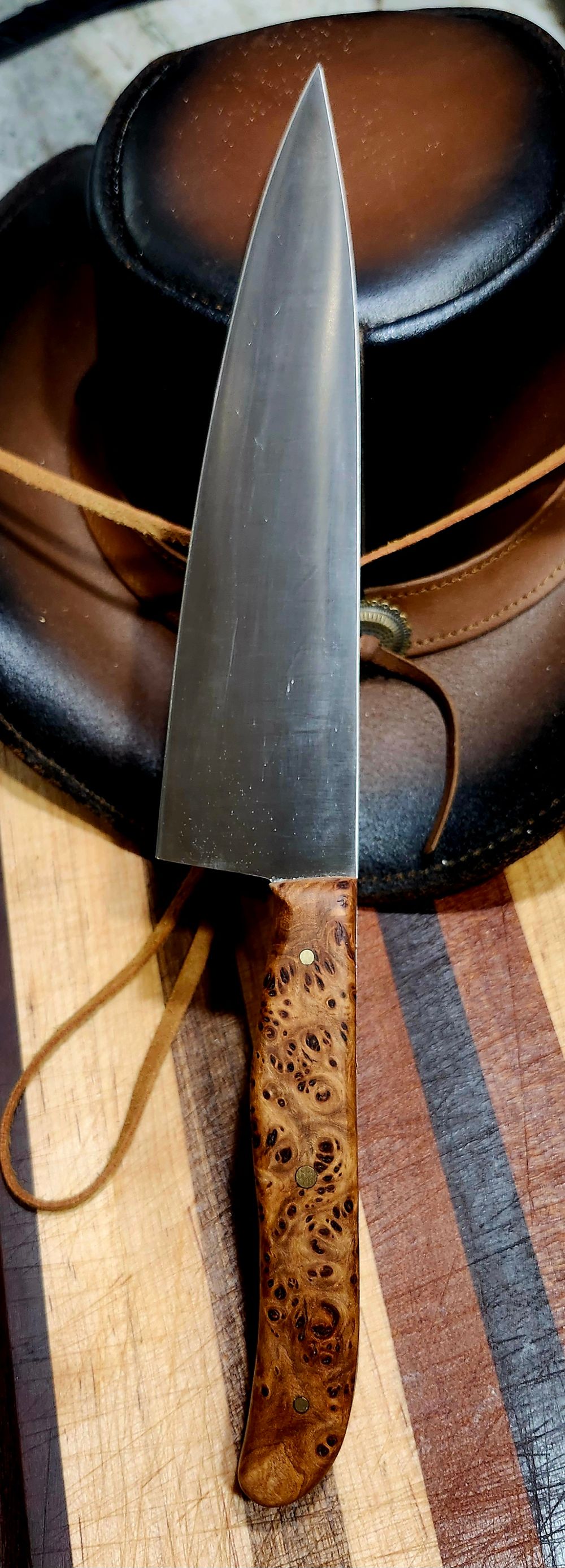Chef's Knife with Red Elm Burl Handles 