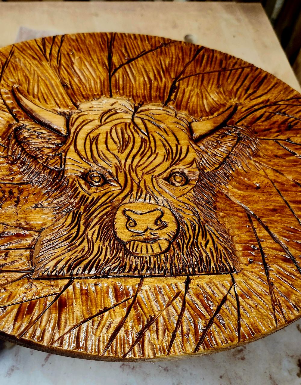 Highland Cow Hand Carved