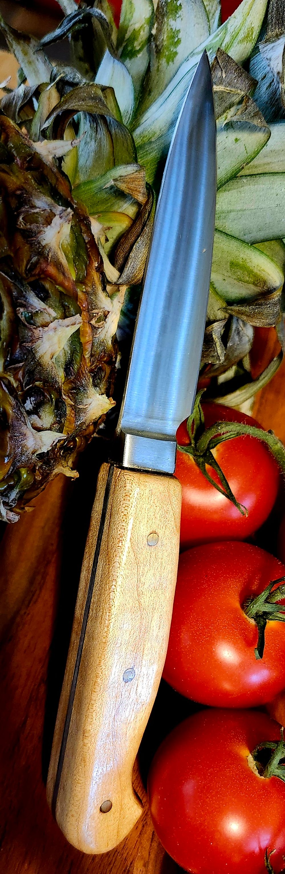 Pairing Knife with Quilted Maple Handles 