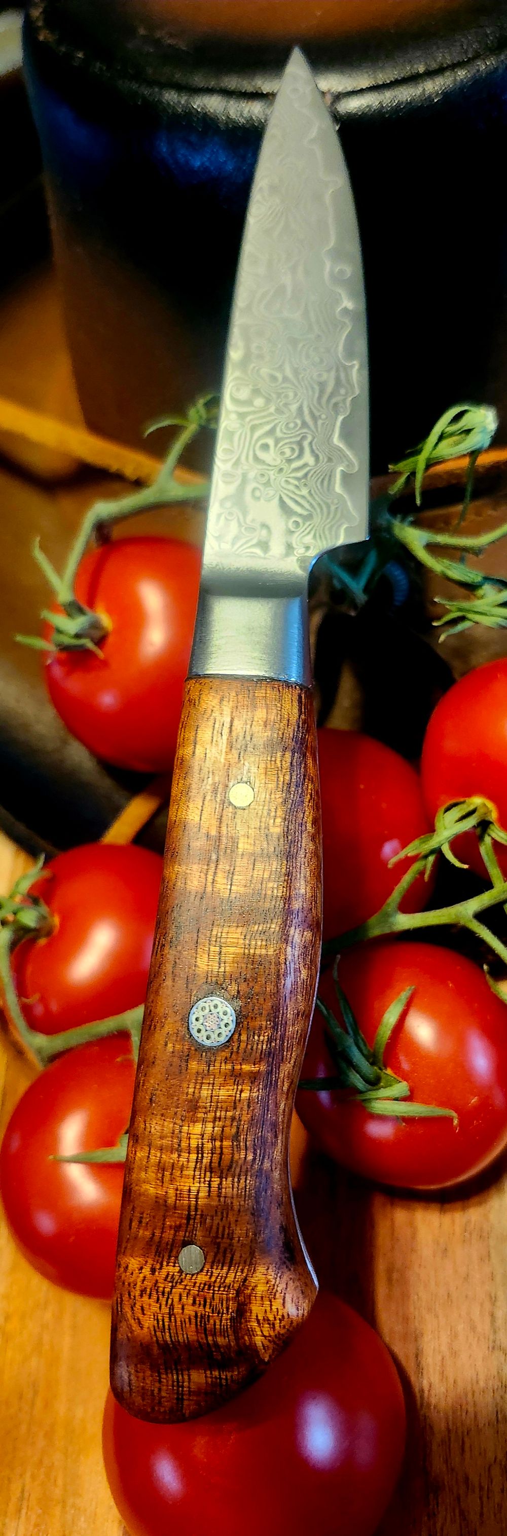 Pairing Knife Damascus Stainless Steel and Koa Wood