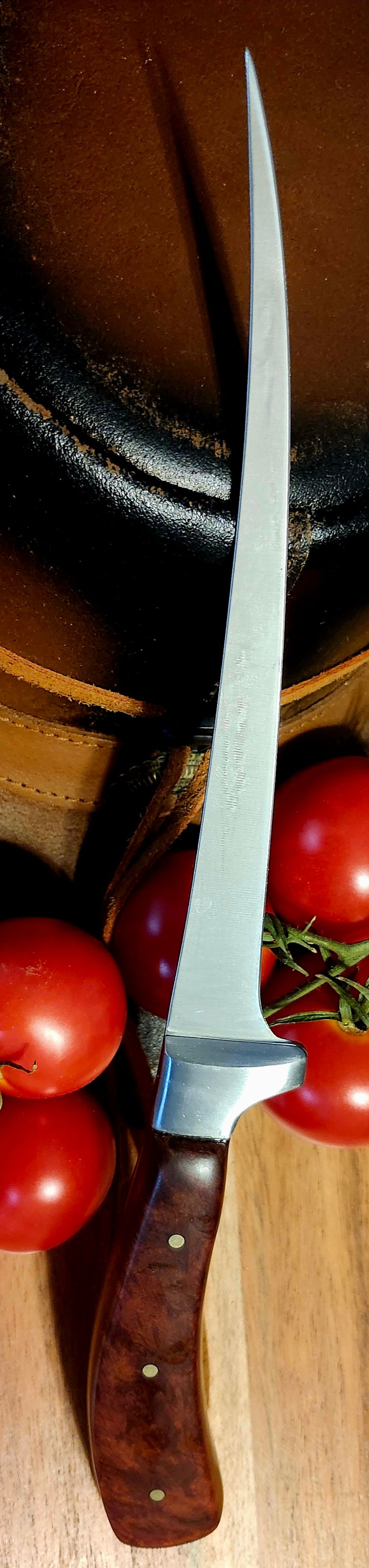 Filet Knife Red Mallee Burl Handles 